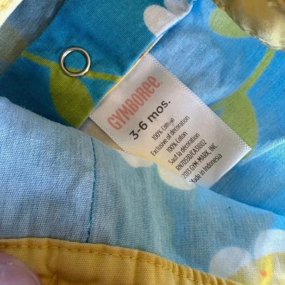 Gymboree Baby Girls Blue Daisy Floral Dress Yellow‎ Lace Trim 3-6 Months Y2K